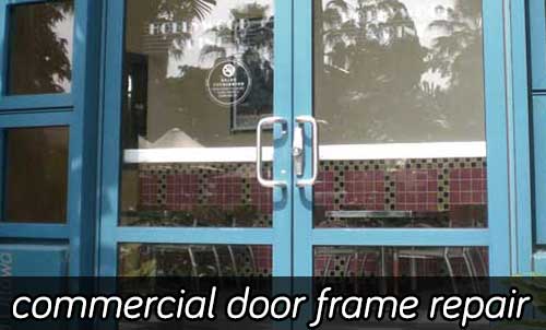 Door frame of a commercial aluminum door